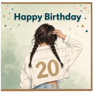 20th Birthday Card, Happy Birthday Card for Her