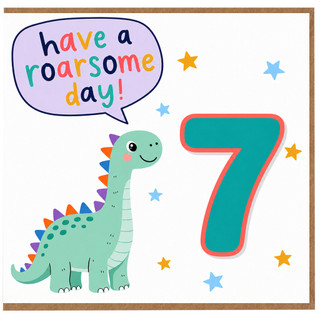 7th Birthday Card Roarsome Dinosaur
