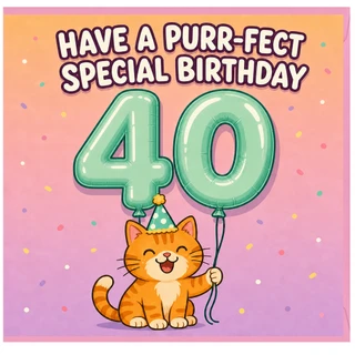 40th Birthday Card for Cat Lover, Have a Purr - fect Special Birthday Card