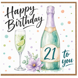 21st Birthday Card, Happy Birthday to You Champagne Card