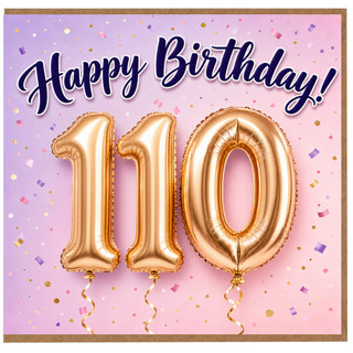 110th Birthday Card, Happy Birthday Card