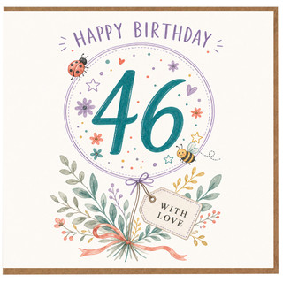 46th Birthday Card, Happy Birthday Card with Floral and Nature Design