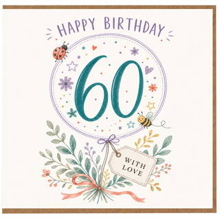 60th Birthday Card, Floral Happy Birthday Card With Love