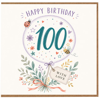 100th Birthday Card, Happy Birthday Floral Card With Love