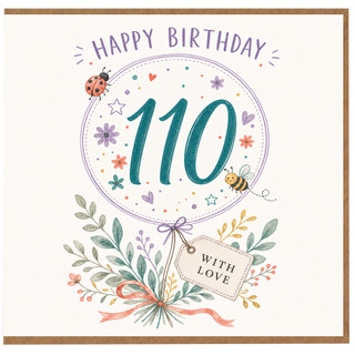 110th Birthday Card, Happy Birthday Floral Card