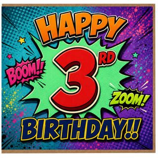 3rd Birthday Card Comic Book Style Happy Birthday Card