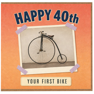 40th Birthday Card, Happy 40th Your First Bike Retro Bicycle Card