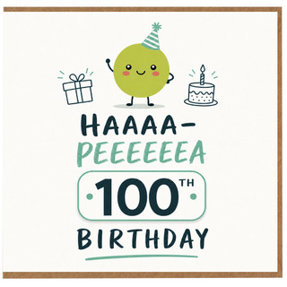 100th Birthday Card, Cute Happy 100th Birthday Card