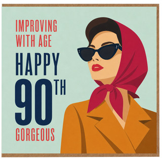 90th Birthday Card for Her, Happy 90th Gorgeous Card