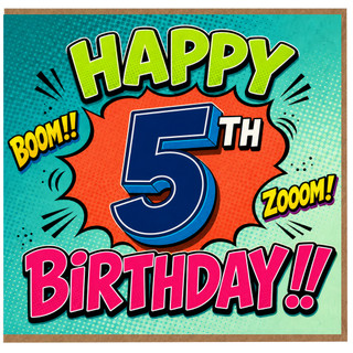 5th Birthday Card, Comic Book Style Happy Birthday Card