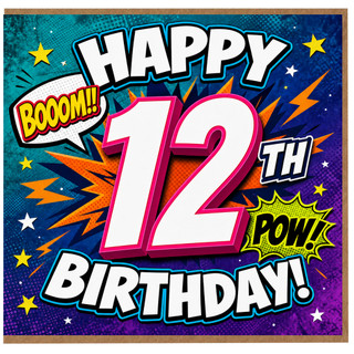 12th Birthday Card, Comic Book Style Birthday Card