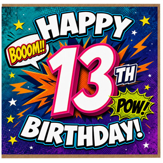 13th Birthday Card, Comic Book Style Happy Birthday Card