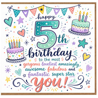 5th Birthday Card for Her, Happy 5th Birthday Card