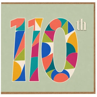 70th Birthday Card, Colourful Retro Geometric Design