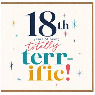 18th Birthday Card - Years of Being Totally Terrific