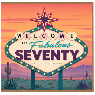 70th Birthday Card, Welcome to Fabulous Seventy Happy Birthday Card