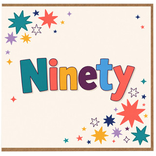 90th Birthday Card Colourful Starburst Design