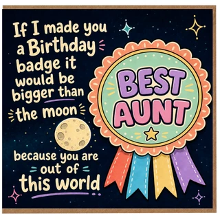 Birthday Card for Aunt, Best Aunt Out of This World Birthday Card
