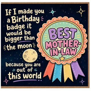 Mother - in - Law Birthday Card, Best Mother - In - Law Out of This World Moon Card