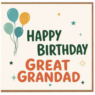 Great Grandad Birthday Card, Happy Birthday Great Grandad Card