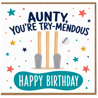 Aunty Birthday Card, You're Try - Mendous Happy Birthday Cricket Card