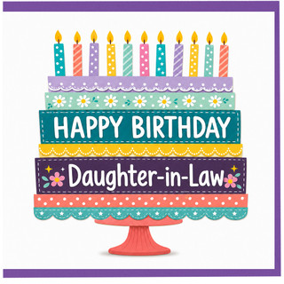 Daughter - in - Law Birthday Card, Happy Birthday Cake Design