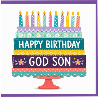 God Son Birthday Card, Happy Birthday Cake Design
