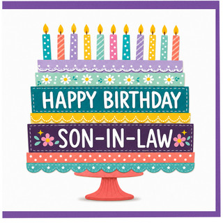 Son - In - Law Birthday Card, Happy Birthday Cake Design Card