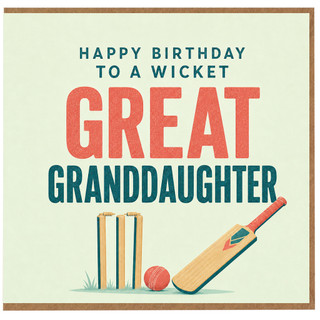 Great Granddaughter Birthday Card, Wicket Cricket Design