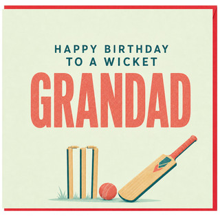 Grandad Birthday Card, Happy Birthday to a Wicket Grandad Cricket Card