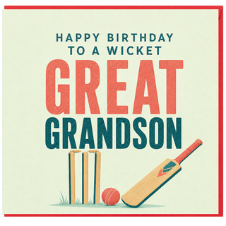 Great Grandson Birthday Card, Wicket Cricket Birthday Card