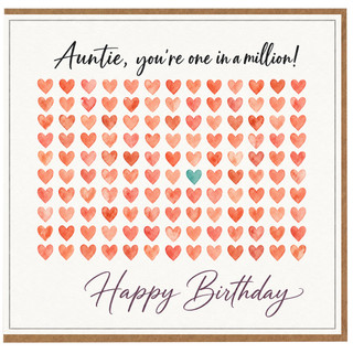 Auntie Birthday Card, You're One in a Million, Happy Birthday Card