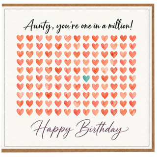 Aunty Birthday Card, You're One in a Million Happy Birthday Card