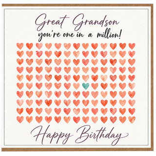 Great Grandson Birthday Card, You're One in a Million Happy Birthday Card
