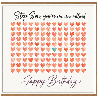 Step Son Birthday Card, One in a Million Heart Design