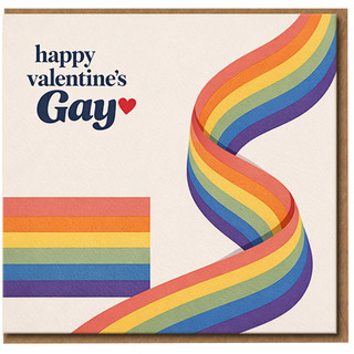 Happy Valentine's Gay Card - Funny LGBTQ+ Rainbow Pride Valentine's Day Card for Partner, Boyfriend, Girlfriend, Husband or Wife