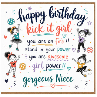 Niece Birthday Card, Happy Birthday Kick It Girl Girl Power Card