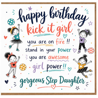 Step Daughter Birthday Card, Kick It Girl Happy Birthday Card