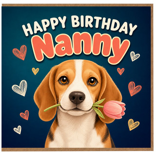 Nanny Birthday Card, Cute Beagle Puppy Happy Birthday Card