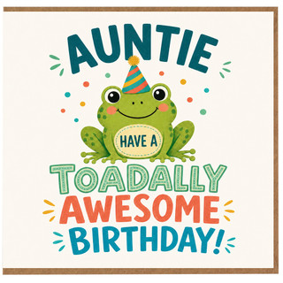 Auntie Birthday Card, Toadally Awesome Birthday Card for Auntie