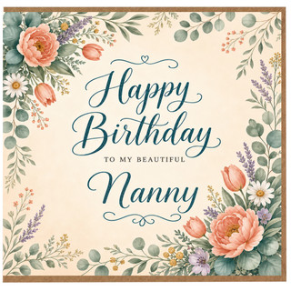 Nanny Birthday Card, To My Beautiful Nanny Floral Birthday Card