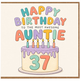 Auntie 37th Birthday Card, Happy Birthday to the Most Awesome Auntie