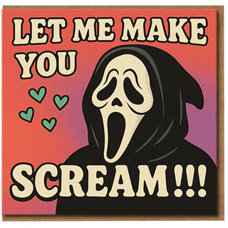 Let Me Make You Scream Funny Rude Love Card - Spooky Ghost and Hearts - Cheeky Anniversary or Valentine's Card for Partner