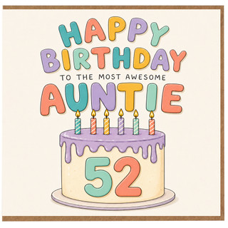 52nd Birthday Card for Auntie, Happy Birthday to the Most Awesome Auntie Card