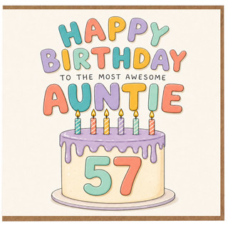 57th Birthday Card for Auntie, Happy Birthday to the Most Awesome Auntie Card