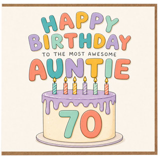 70th Birthday Aunt Card, To The Most Awesome Auntie Birthday Card