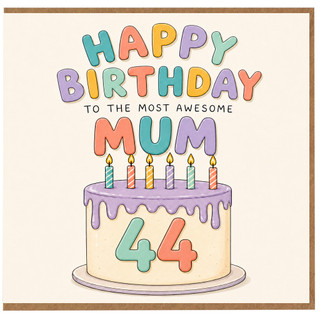 44th Birthday Card for Mum, Happy Birthday to the Most Awesome Mum Card