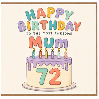 72nd Birthday Card for Mum, Happy Birthday to the Most Awesome Mum Card