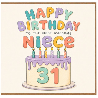 31st Birthday Card for Niece, Happy Birthday to the Most Awesome Niece Cake Design