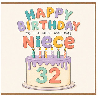 32nd Birthday Card for Niece, Happy Birthday to the Most Awesome Niece Card